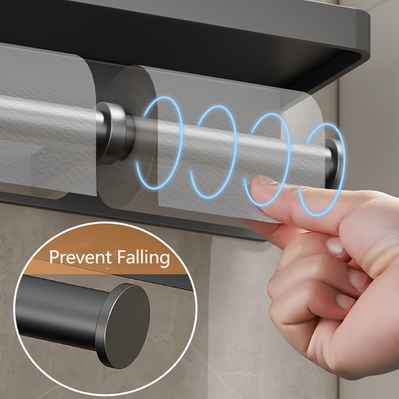 Giá Đỡ Cuộn Giấy Vệ Sinh Gắn Tường Kèm Khay Đựng Điện Thoại Tiện Dụng Cho Phòng Tắm