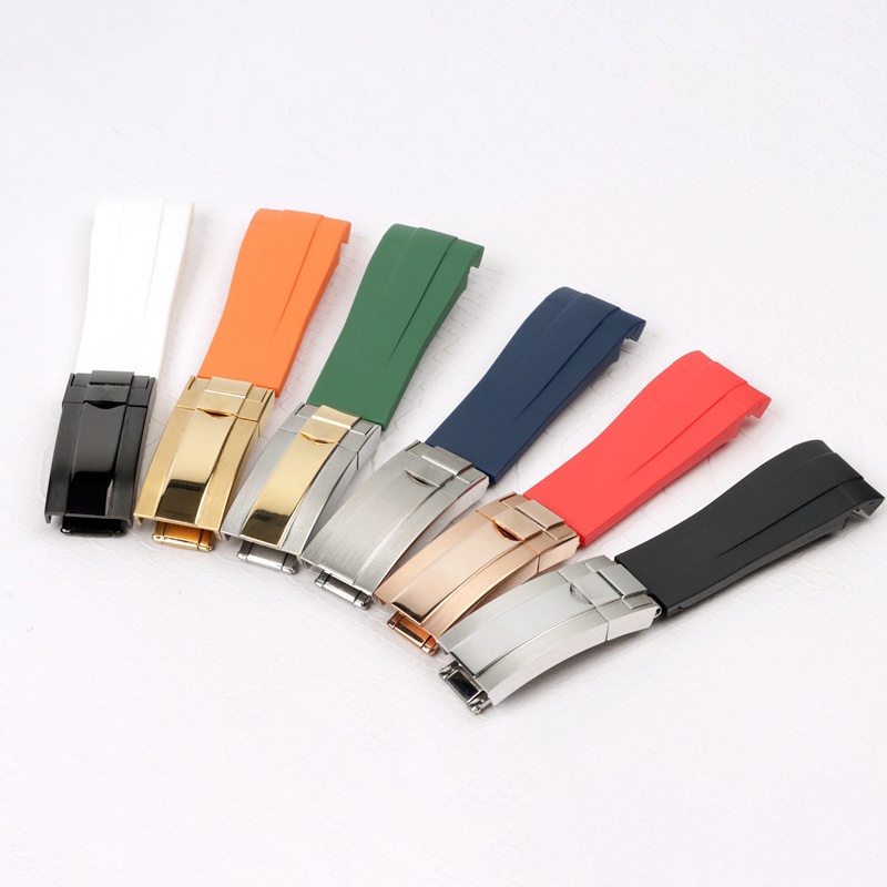 Dây Đeo Silicon Mềm 20mm Có Khóa Kim Loại Chống Thấm Nước Thông Dụng Cho rolex