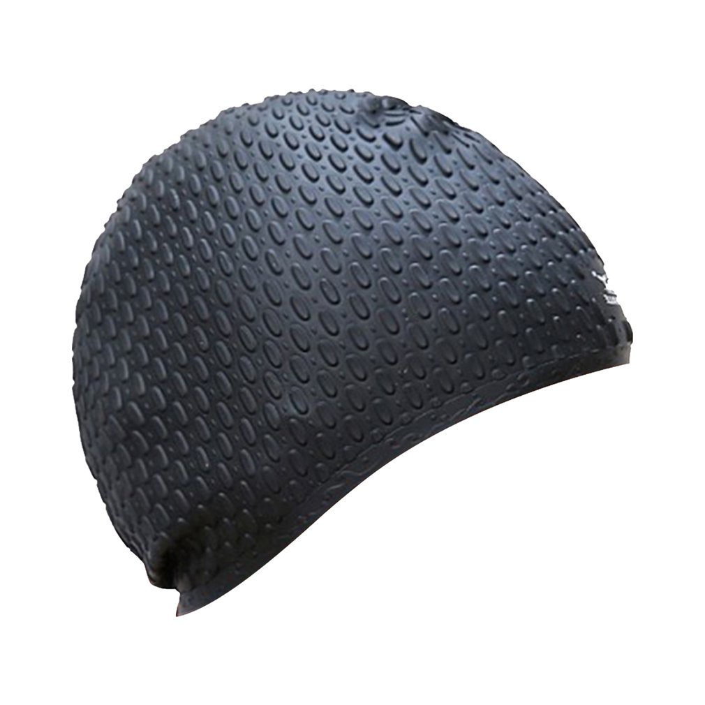 Silicone Swimming Hat Long Hair Bubble Cap No Stimulation Anti-Slip Ear Wrap Waterproof Swim Bath For Adults [Q/15]