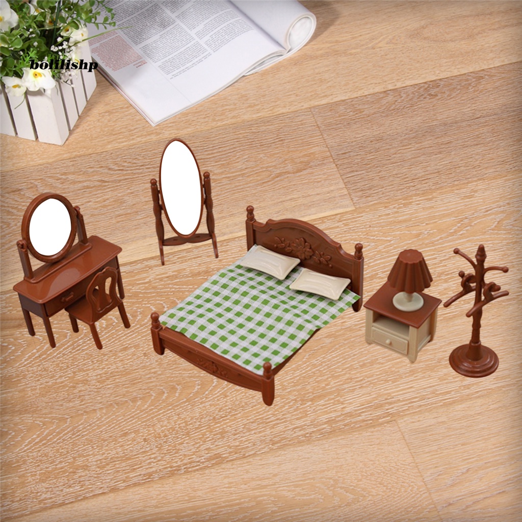 1 Bộ Mô Hình Giường Ngủ Mini Dễ Thương Trọng Lượng Nhẹ Trang Trí Nhà Búp Bê