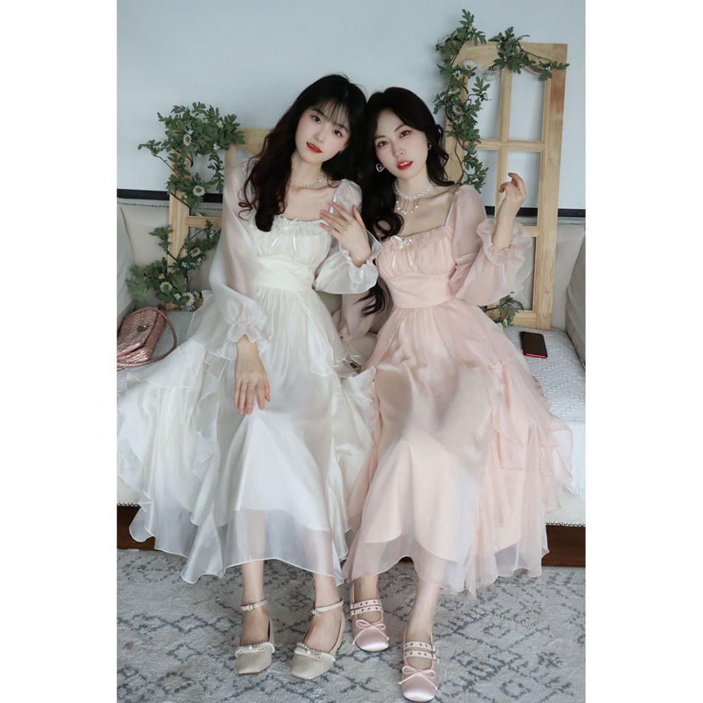 &lt; Fog Frost White &gt; Váy Dài Lưng Cao Dáng Ôm Phong Cách Preppy Thời Trang Mùa Xuân 2023 Mới