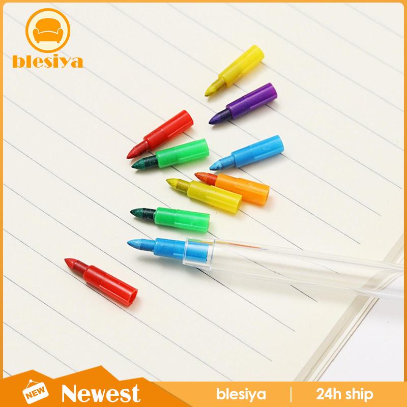 [Blesiya] Set 10 Bút Chì Màu Có Thể Xếp Chồng Lên Nhau Mềm Mịn Cho Nữ