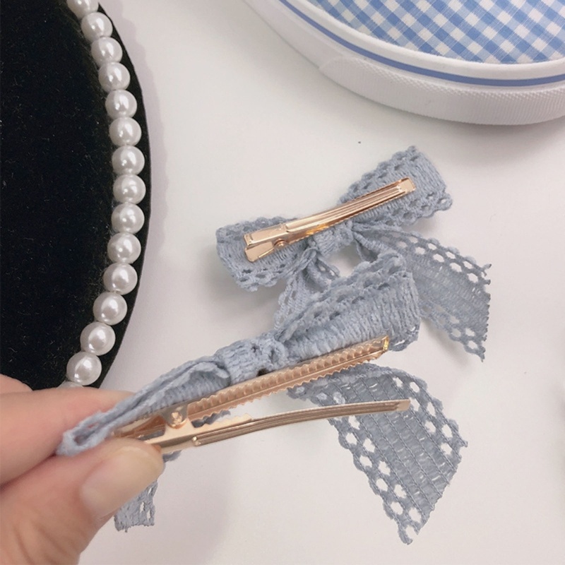 Kẹp Tóc Nơ Ren Y2K Phong Cách Ngọt Ngào