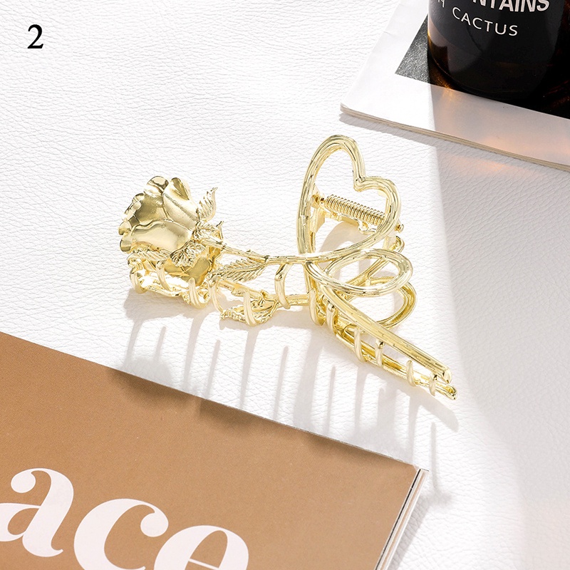 1 Kẹp Tóc Hoa Hồng Lớn Bằng Hợp Kim Dễ Phối Đồ