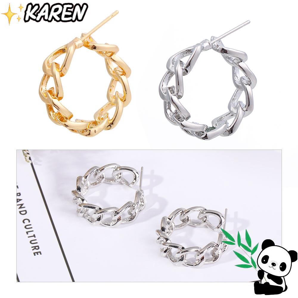Khuyên Tai Kim Loại Thiết Kế Tối Giản Dạng Vòng