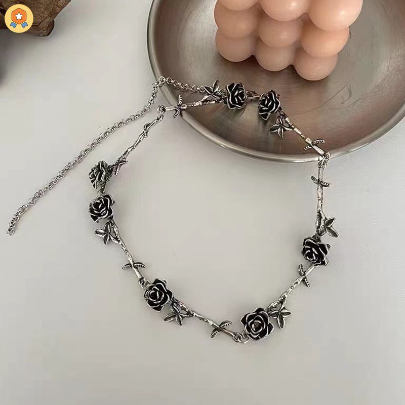 Vòng Cổ Choker Họa Tiết Hoa Hồng Đen Phong Cách Cổ Điển Thời Trang Cho Nữ HYJP2