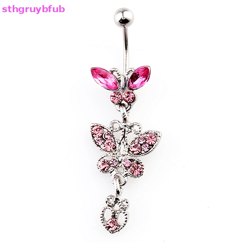 Khuyên RốN HìNh BướM ĐíNh Đá BằNg ThéP Y Tế