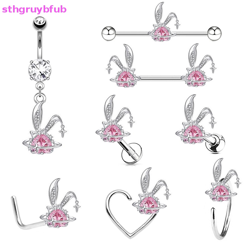 Khuyên Xỏ Rốn Hình Thỏ Hồng Thời Trang