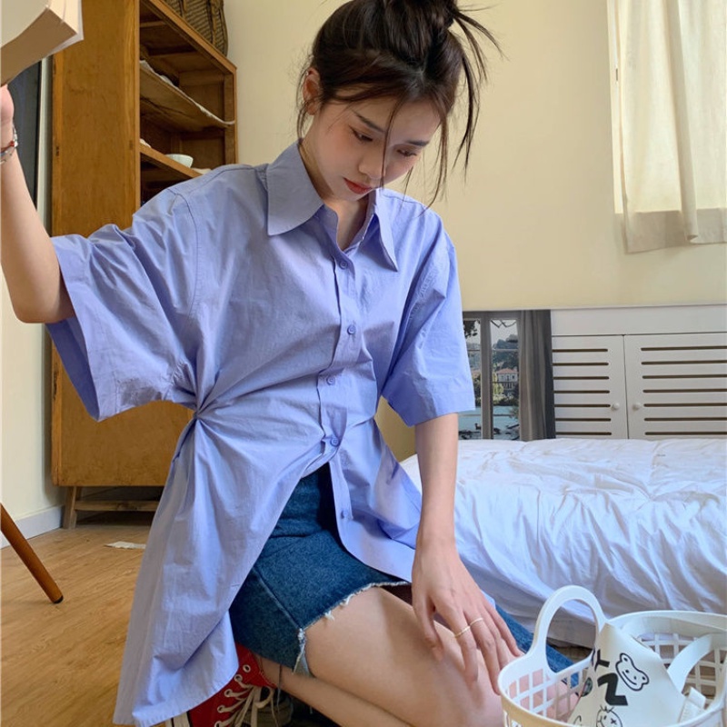 Áo Sơ Mi Ngắn Tay Dáng Ôm Thời Trang Mùa Hè Hàn Quốc Dành Cho Nữ