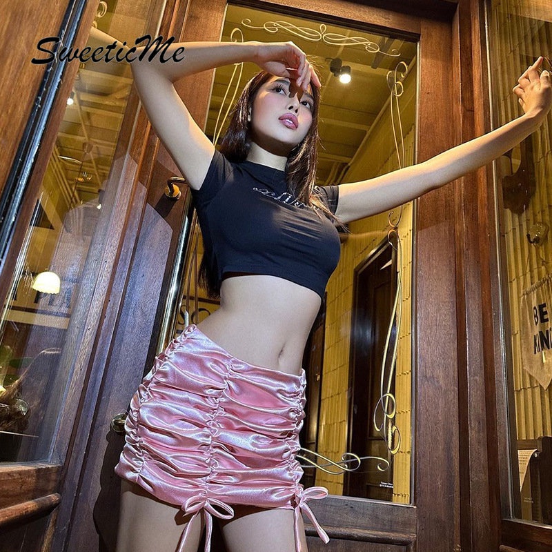 Áo Thun Croptop Tay Ngắn Cổ Tròn Dáng Ôm Thời Trang 2023 Dành Cho Bạn Nữ