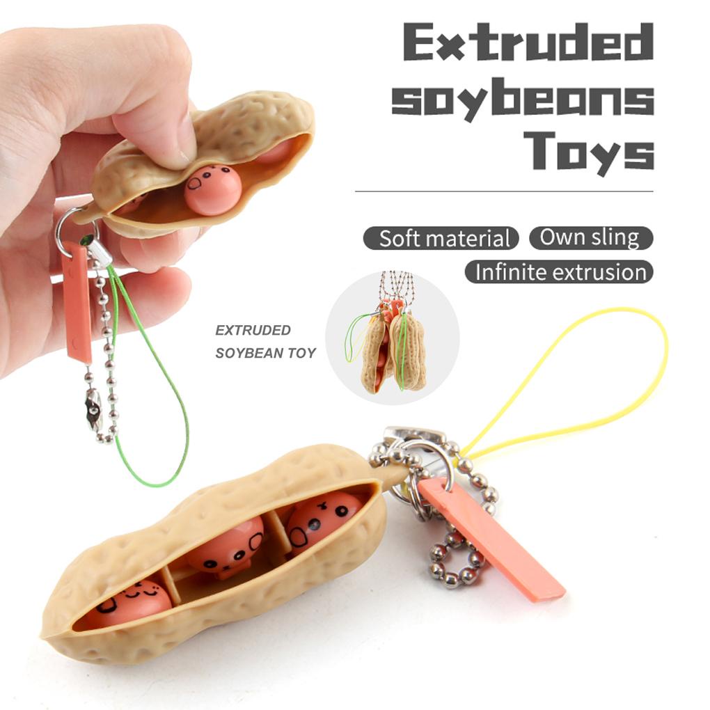 Móc Khóa Đồ Chơi Bóp Giảm Căng Thẳng Hình Hạt Đậu Phộng Bằng Nhựa Và Kim Loại Chống Căng Thẳng