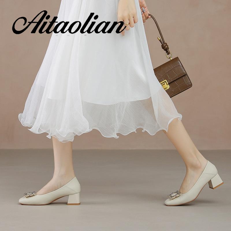 Giày Cao Gót 4cm Chất Liệu Da Cao Cấp Thời Trang Theo Phong Cách retro Cho Nữ