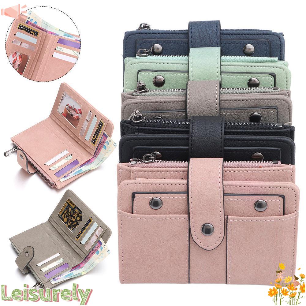 Ví Gấp Nhỏ Có Khóa Kéo Đính Đinh Tán Dành Cho Nữ