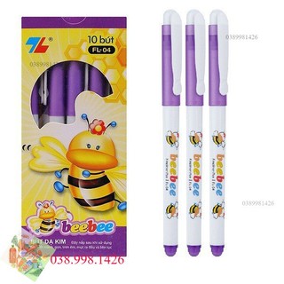 Hộp 10 cây bút dạ kim tím thiên long ft-04 bút beebee. _vhp