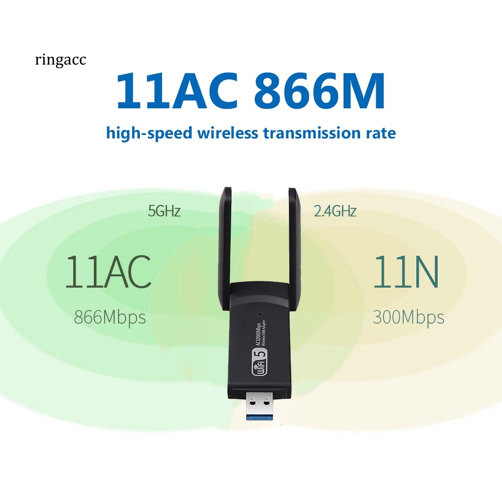 Ăng Ten Nhận Tín Hiệu WiFi Băng Tần Kép 1200Mbps 2.4 / 5G USB 3.0