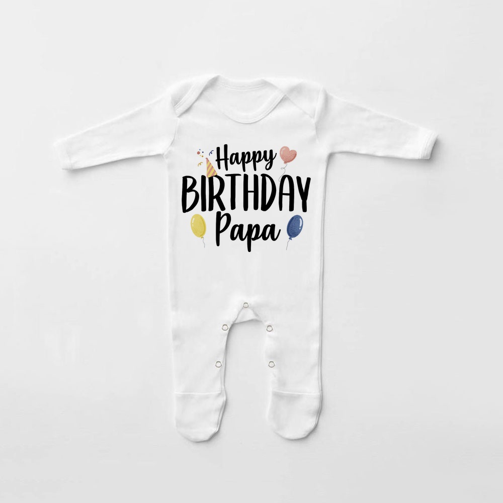 Babygrow Bộ Đồ Ngủ In Chữ happy birthday Dad Cho Bé Sơ Sinh