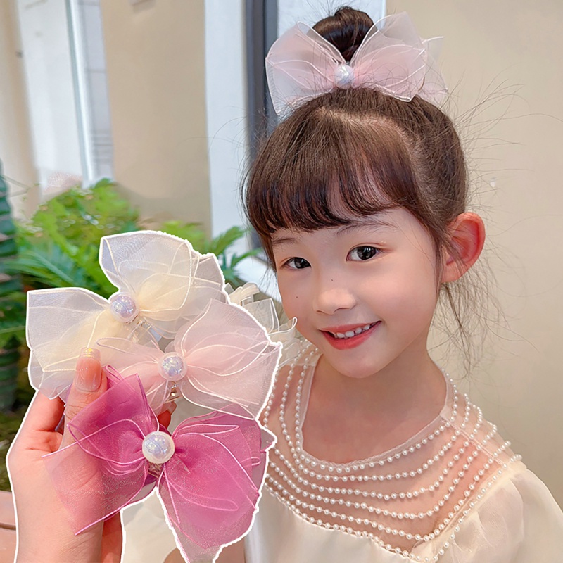 Kẹp Tóc Nơ Lưới Màu Kẹo Ngọt Kiểu Công Chúa Dễ Thương Cho Bé Gái dreamdiary