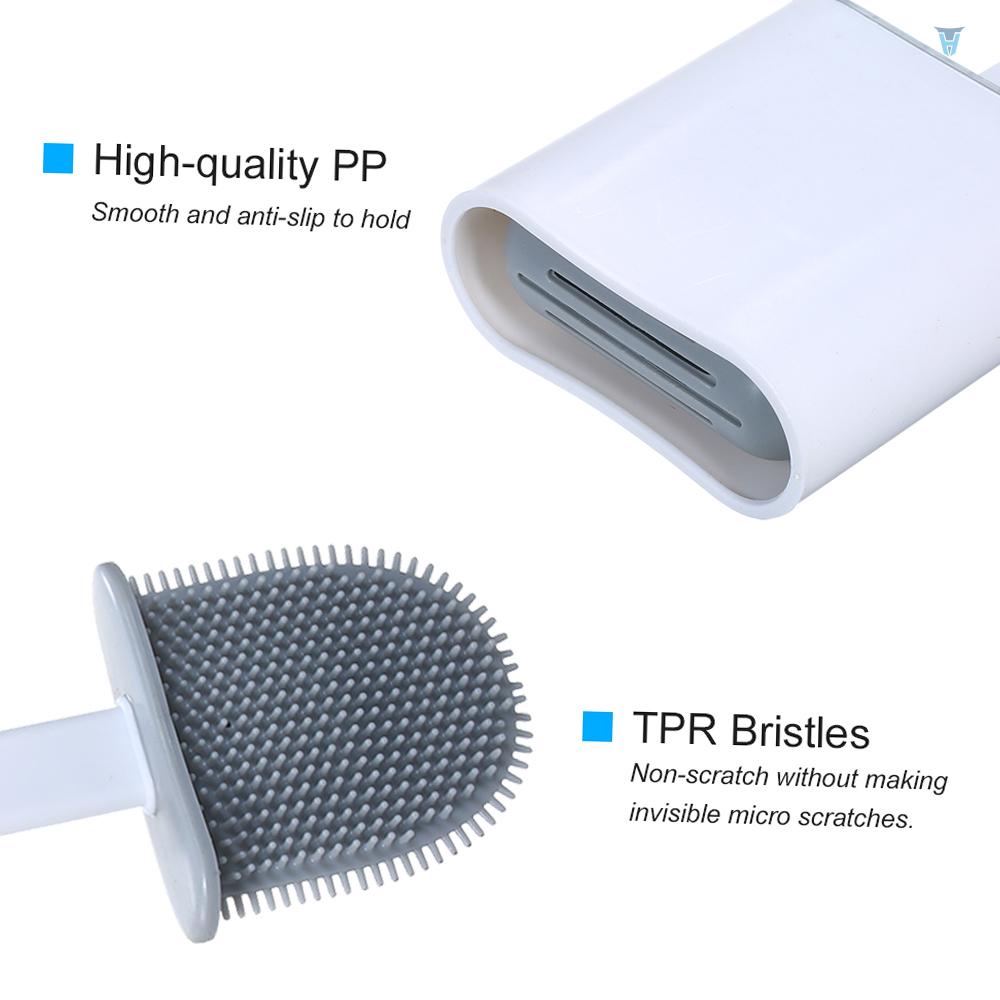 Bàn Chải Vệ Sinh Toilet Bằng Silicone Với Giá Đỡ Chống Trầy Xước Linh Hoạt Tiện Dụng