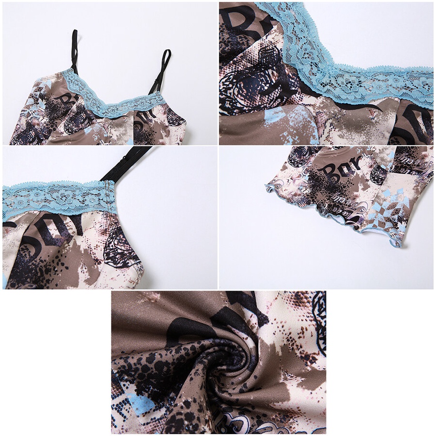 Weird Puss Áo Hai Dây Phối Ren Màu Sắc Tương Phản Phong Cách Vintage Dành Cho Nữ