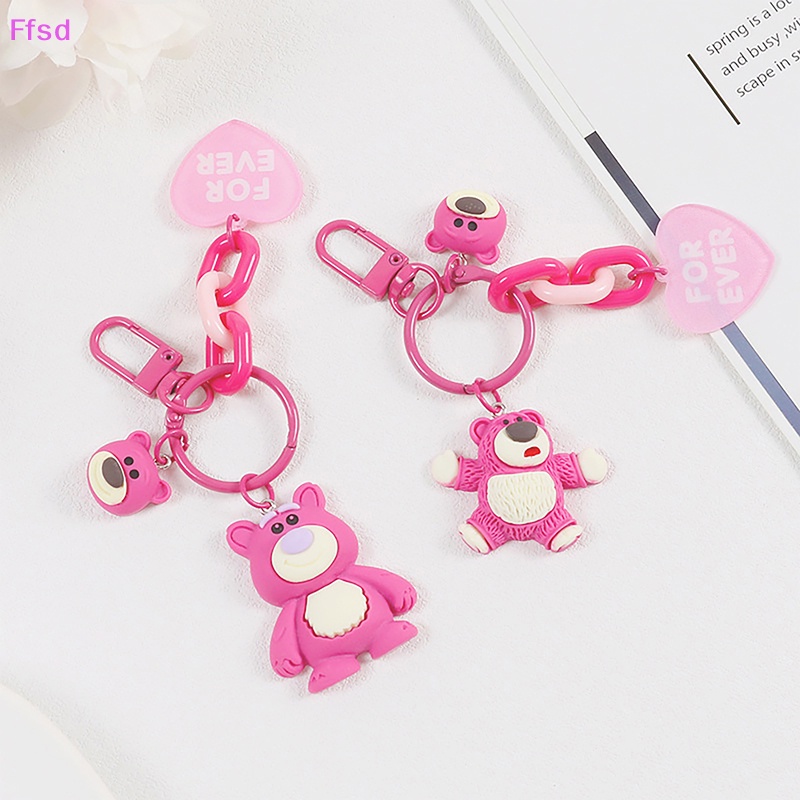 {Ffsd} Móc Khóa Hình Trái Tim Gấu Dâu Tây Đáng Yêu Cho Nữ * Hàng Bán Chạy