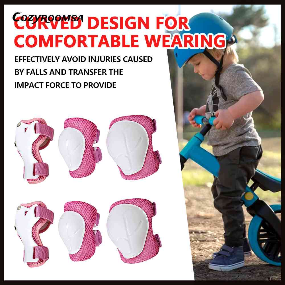 Set 6 Miếng Đệm Bảo Vệ Đầu Gối Chống Va Chạm Khi Đi Xe Đạp Thể Thao Ngoài Trời Dành Cho Trẻ Em