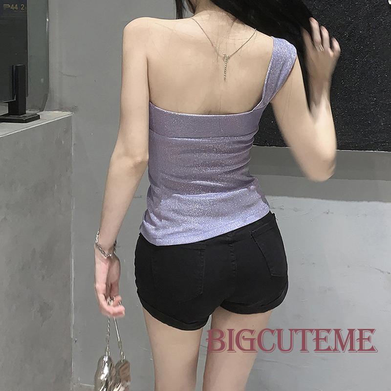 Áo Tank Top Một Dây Sáng Bóng Thời Trang Mùa Hè Cá Tính Cho Nữ