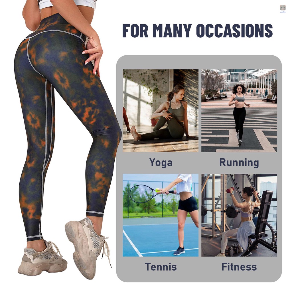Quần Legging Thể Thao Lưng Cao In Họa Tiết Màu Nhuộm Nâng Mông Chống Ẩm Cho Nữ