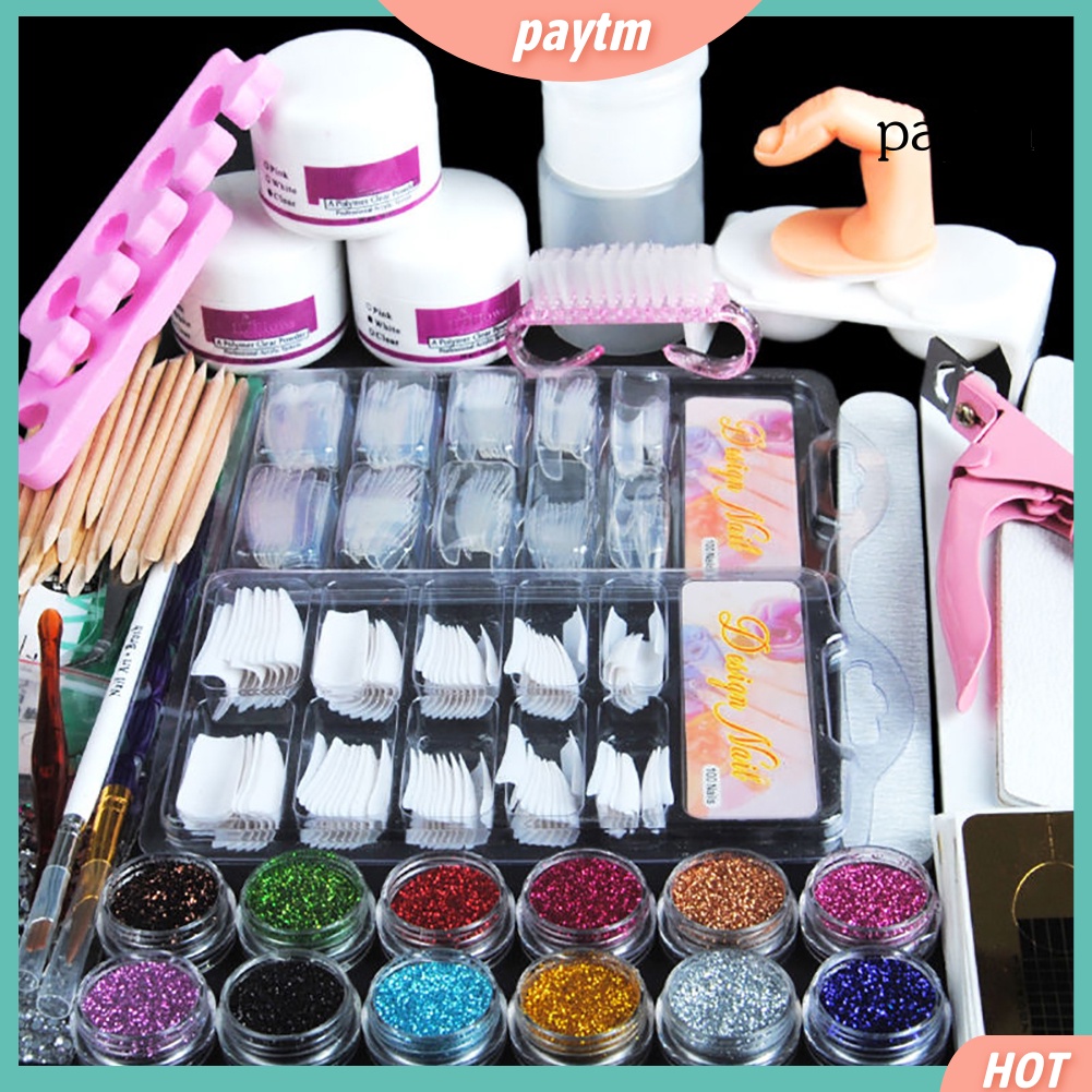 Bộ Dụng Cụ Trang Trí Móng Tay Nghệ Thuật Chuyên Nghiệp Gồm Bột Kim Tuyến Và Cọ