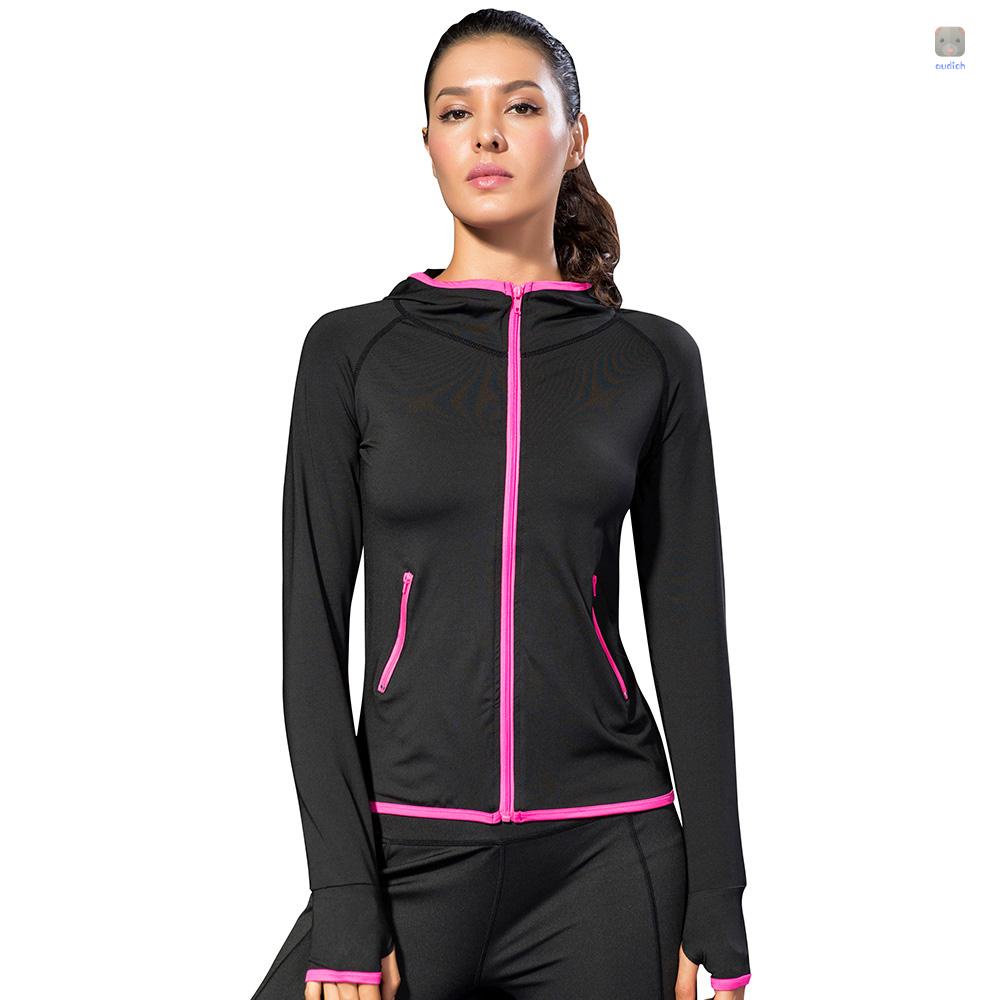 Áo Khoác Thể Thao Tay Dài Có Nón Khóa Kéo Nhanh Khô Thời Trang Cho Nữ