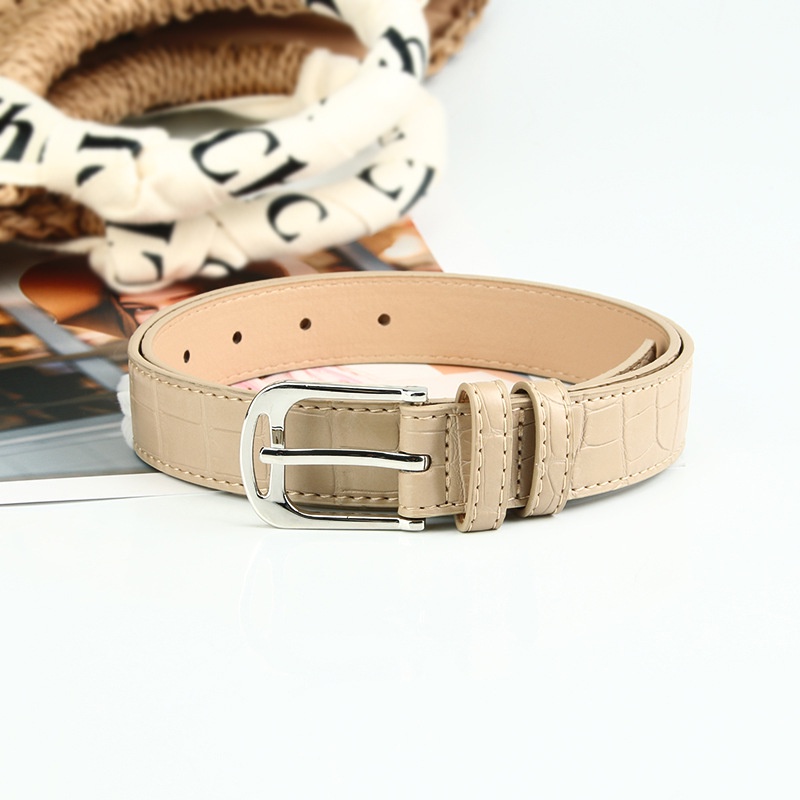 Thắt Lưng Khóa Bạc / Vàng Thời Trang Hàn Quốc Đơn Giản Cho Nữ