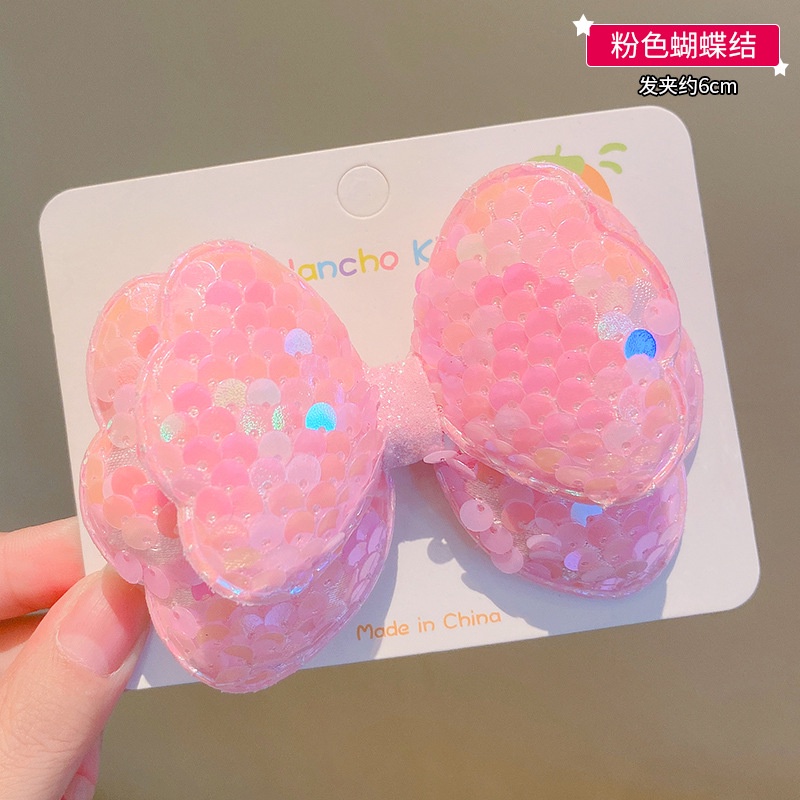 Dây Buộc Tóc Cao Su Thắt Nơ Đính Kim Sa Lấp Lánh Phong Cách Hàn Quốc Cho Bé Gái