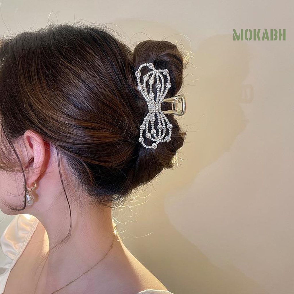 Kẹp Tóc Nơ Đính Đá Và Ngọc Trai Giả Phong Cách Hàn Quốc