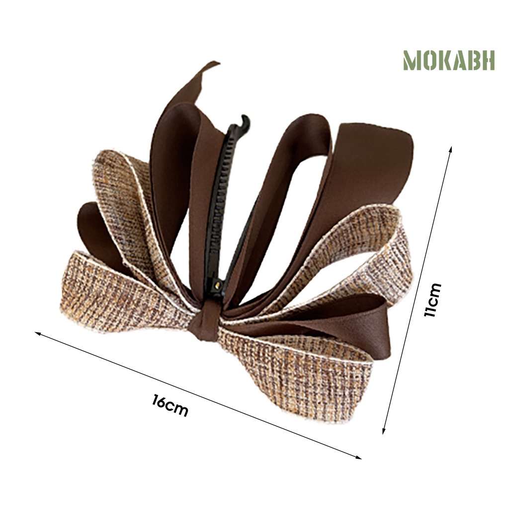 [Mok Abh] Kẹp Tóc Dạng Nơ Lớn Tinh Tế Không Dễ Rớt Thủ Công Tinh Tế Cho Nữ