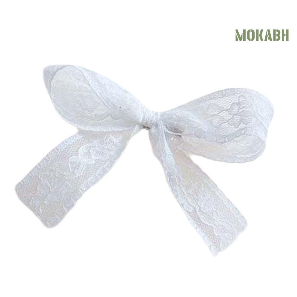 Bộ 3 / 4 / 6 Kẹp Tóc Nơ Phối Ren Trắng Thêu Họa Tiết Phong Cách Lolita Xinh Xắn Cho Bé Gái