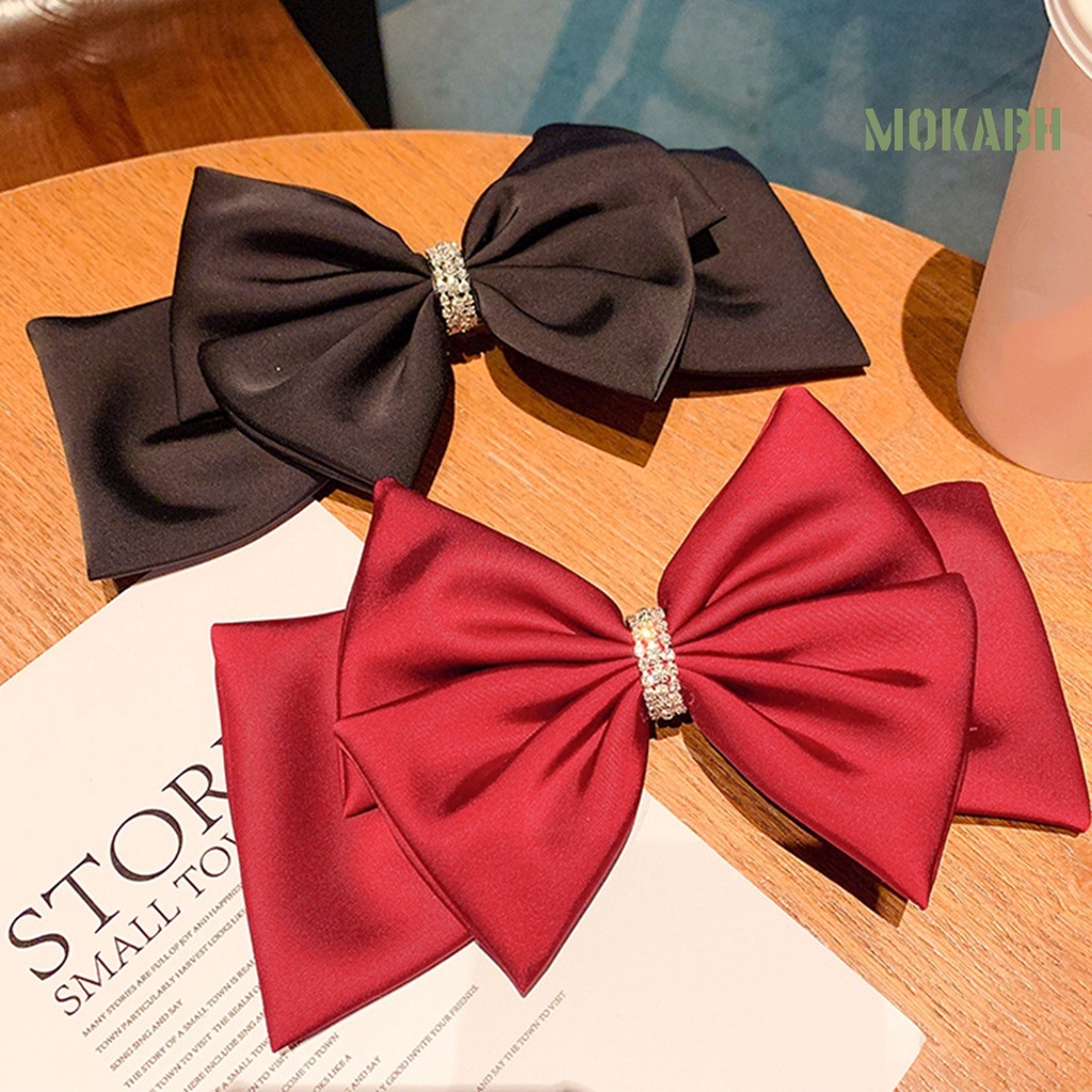 Kẹp Tóc Hình Nơ Hai Lớp Đính Đá Lấp Lánh Chống Trượt