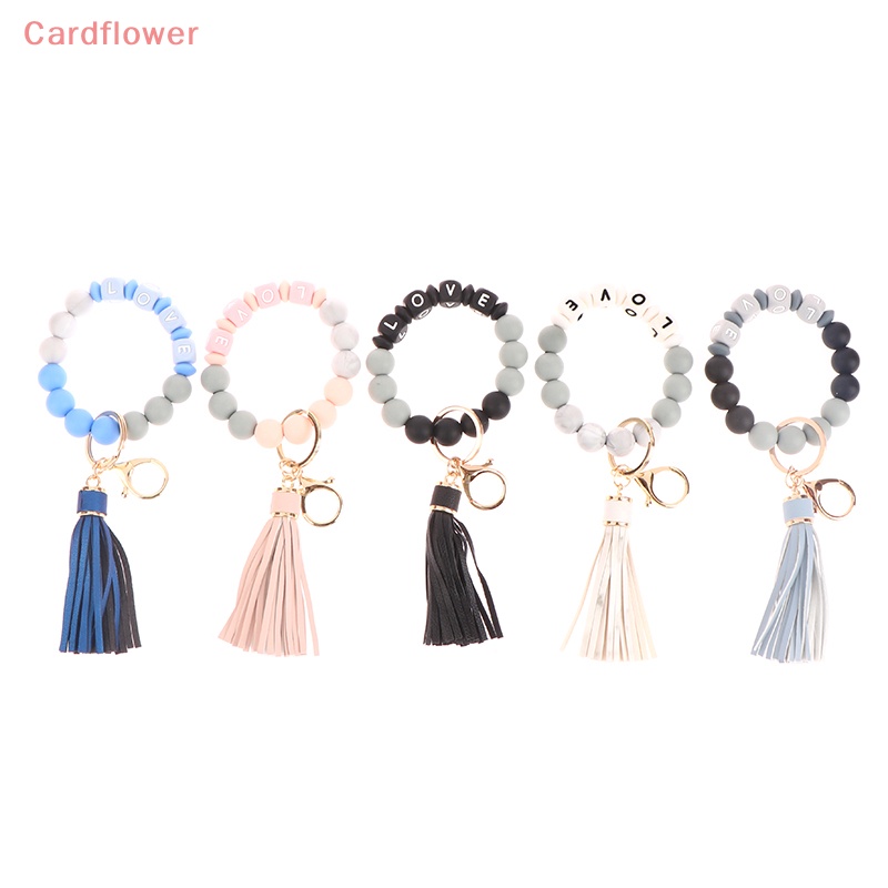 < Cardflower > Móc Khóa Hạt Silicon Tua Rua Mới