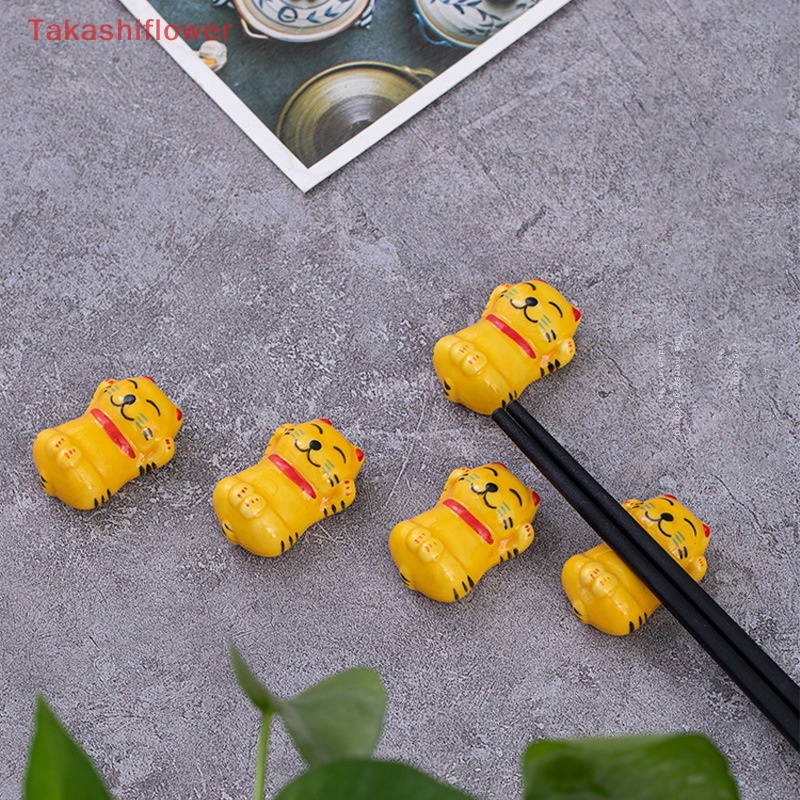(Takashiflower) Giá Đỡ Muỗng / Nĩa Bằng Sứ Hình Hổ Đáng Yêu Trang Trí Bàn Ăn DIY