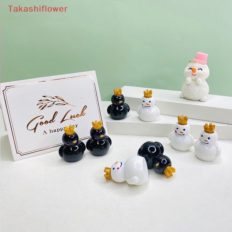 Bộ 5 Đồ trang trí Người Tuyết Hoạt Hình Mini Bằng Nhựa Resin Phát Sáng Dùng Trang Trí