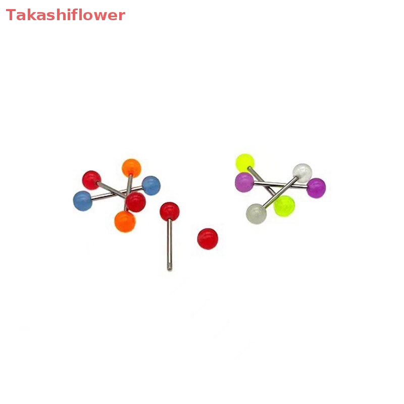 Set 10 Khuyên Lưỡi Bằng Acrylic Phát Quang Nhiều Màu Sắc Thời Trang Cho Nữ