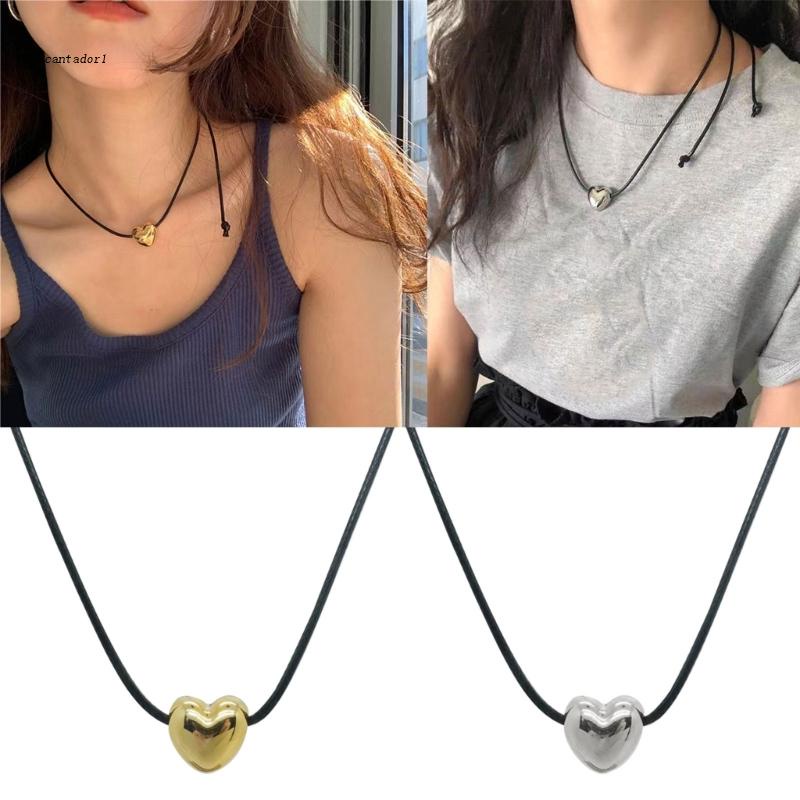 ✿ Vòng Cổ Choker Dây Đen Mặt Trái Tim Đơn Giản