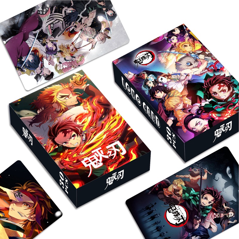 Set 30 Tấm Thẻ Hình Các Thành Viên Trong Demon Slayer Kimetsu No Yaiba