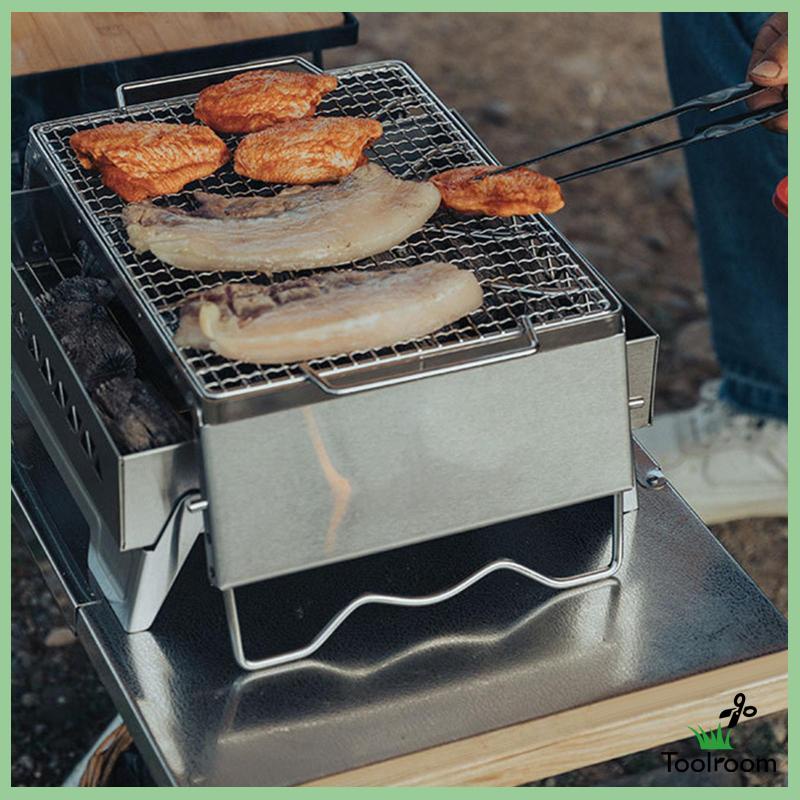 Vỉ Nướng bbq Bằng Thép Không Gỉ Chống Gió Tiện Dụng Cho Cắm Trại