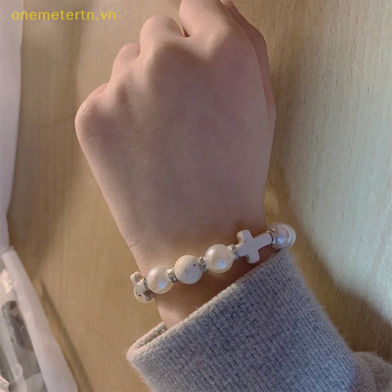 Vòng Tay Chuỗi Hạt Ngọc Trai Co Giãn Phong Cách Punk onemetertn Thời Trang Cho Nam