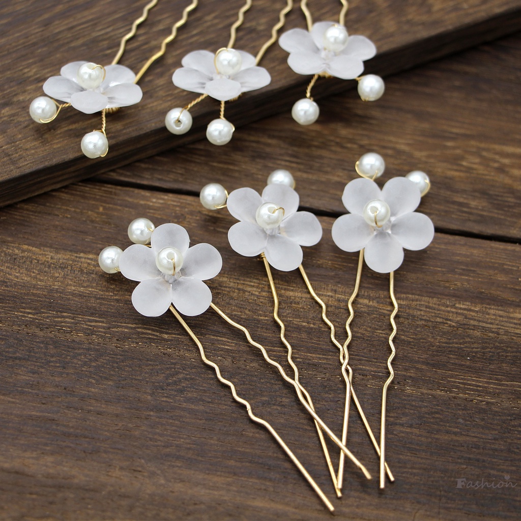 Set 6 Kẹp Tóc Chữ U Đính Ngọc Trai Giả Thời Trang