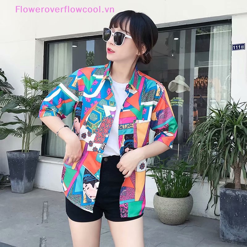 Áo Sơ Mi Đi Biển Tay Ngắn Dáng Rộng In Hoa Kiểu Vintage Thời Trang Mùa Hè 2023 Cho Bạn Gái