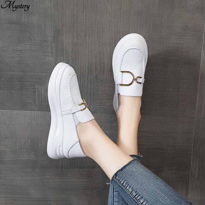 Giày Lười Đế Dày Màu Trắng Thời Trang Cho Nữ