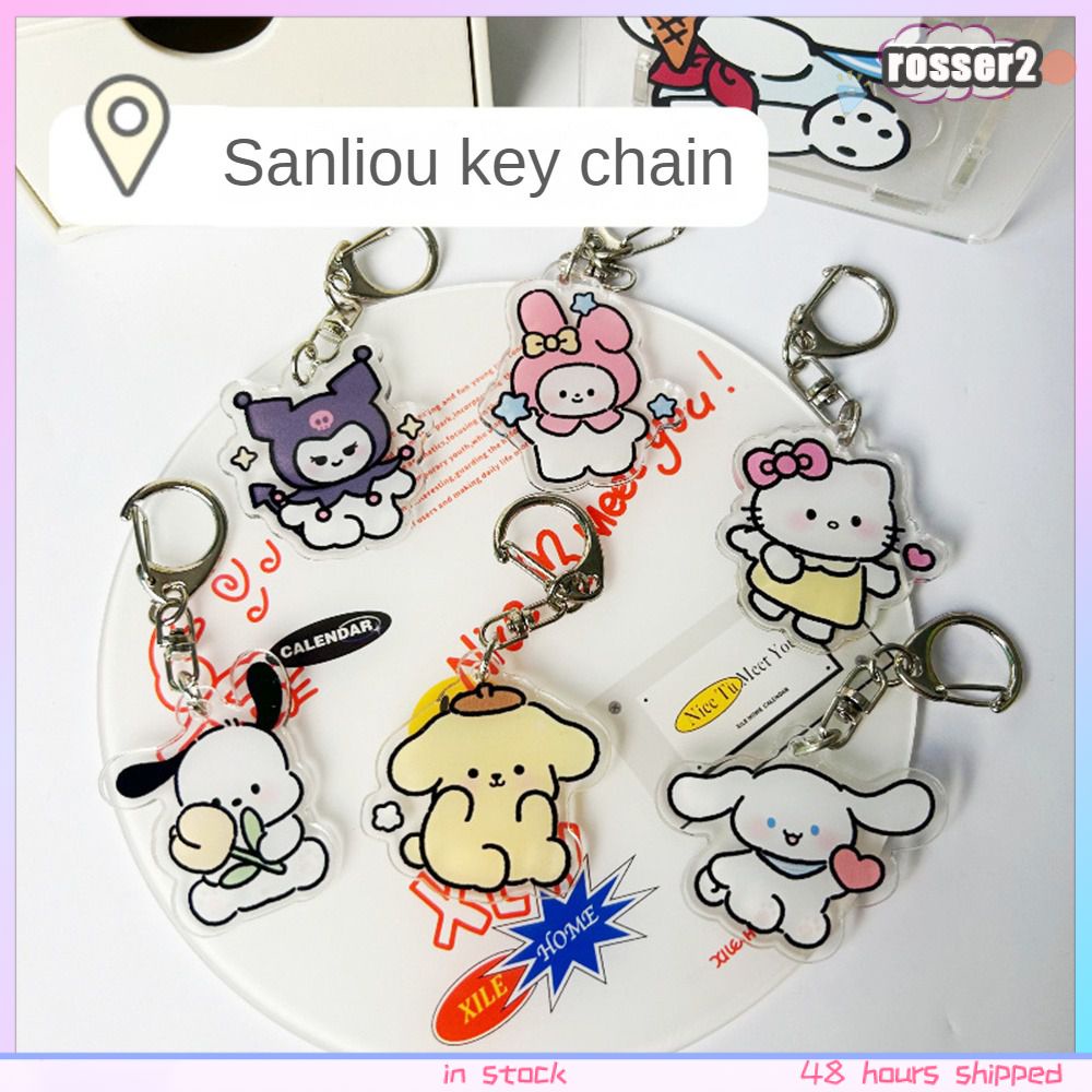Phim Hoạt Hình Sáng Tạo Sanrio Quế Con Chó Giai Điệu của Tôi Acrylic Keychain Món Quà Sinh Nhật Nữ Ba Lô Mặt Dây Chuyền-Rosser2
