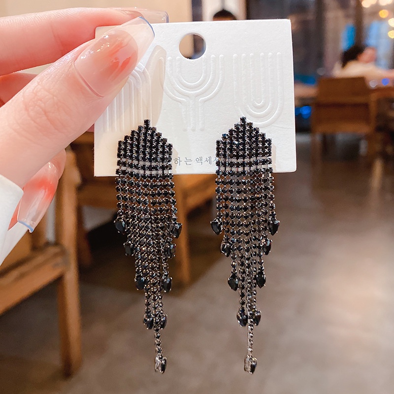 Khuyên Tai Tua Rua Đính Đá Zircon Thời Trang Sang Trọng Độc Đáo Phong Cách Hàn Quốc Cho Nữ