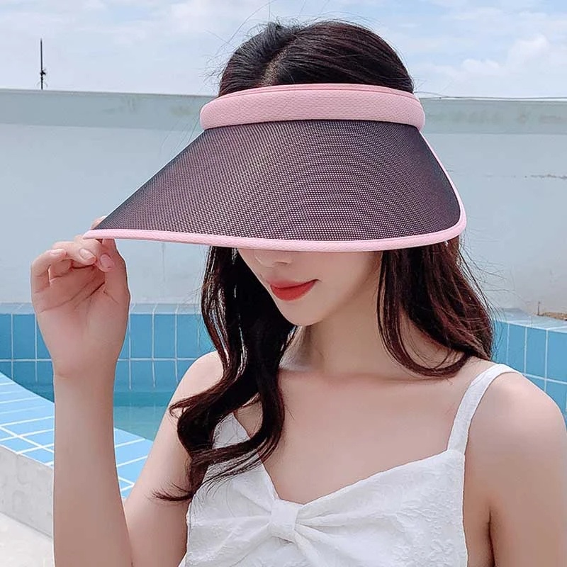 Mũ Lưỡi Trai Hở Chóp Bằng Nhựa PVC Chống Nắng Chống Tia Cực Tím Thoáng Khí Có Thể Điều Chỉnh Cho Nữ