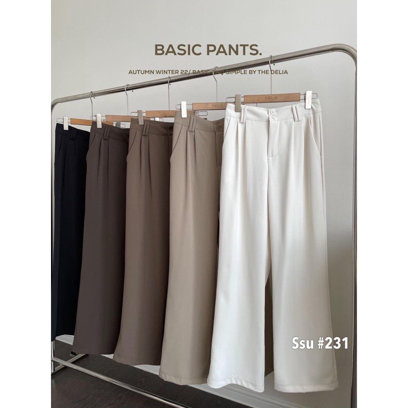 Quần tây vải suông trơn mượt cạp cao hai khuy quần suông ống rộng đỉa đôi chất vải tuyết mưa vitex dày đẹp mã 198